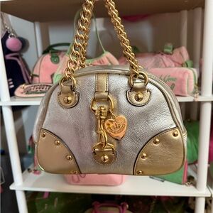 Y2K Vintage Juicy Couture metallic gold & silver small bowler bag